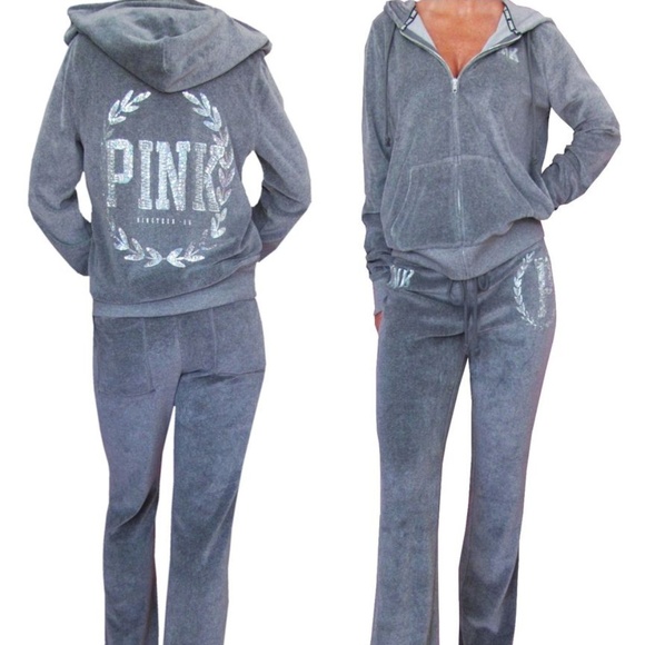PINK Victoria's Secret Jackets & Blazers - Limited edition Velour Sequin Bling Hoodie Jacket